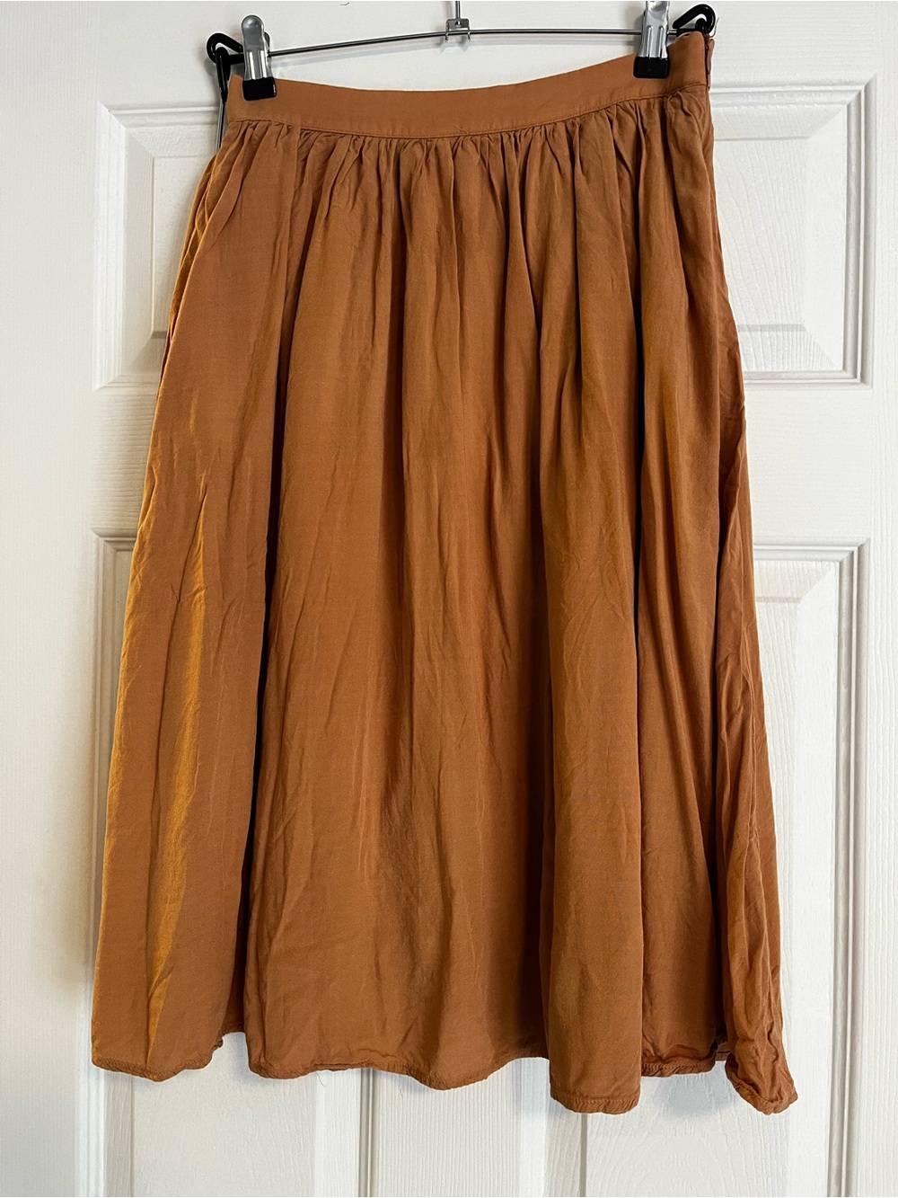 Modcloth Rust-Brown Gathered Midi Skirt